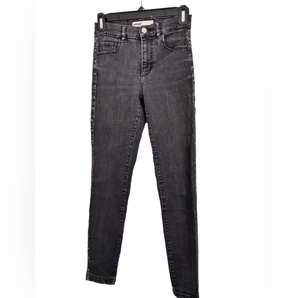Garage Black Skinny High Waist Studded Denim Jeans Size 0 - 2016 Vibes